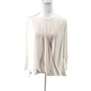 NWT 41 Hawthorn White Wrap Front Blouse With Keyhole Back Women's Size M Summer